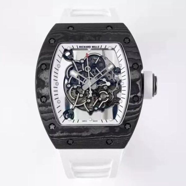 RM055 Skeleton White Dial Black Bezel White Rubber Strap ZF RMUL2