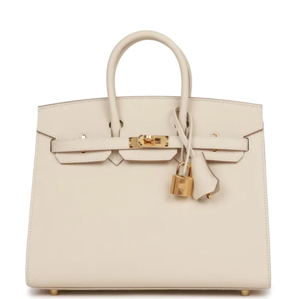 H Birkin Sellier 25 Craie Epsom Gold Hardware