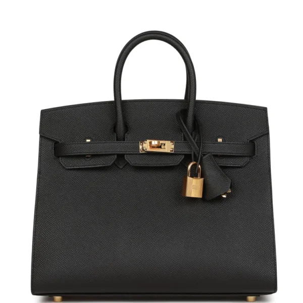 H Birkin Sellier 25 Black Epsom Gold Hardware