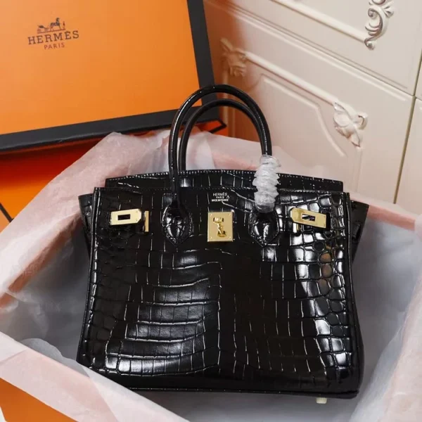 H Birkin 25. 30. 35  Electric Shiny Niloticus Crocodile gold Hardware